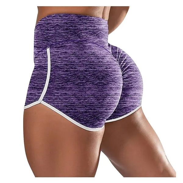 

womens high waist yoga outfit shorts ruched butt lifting tummy control breathable black purple red cotton fitness running sports, White;red