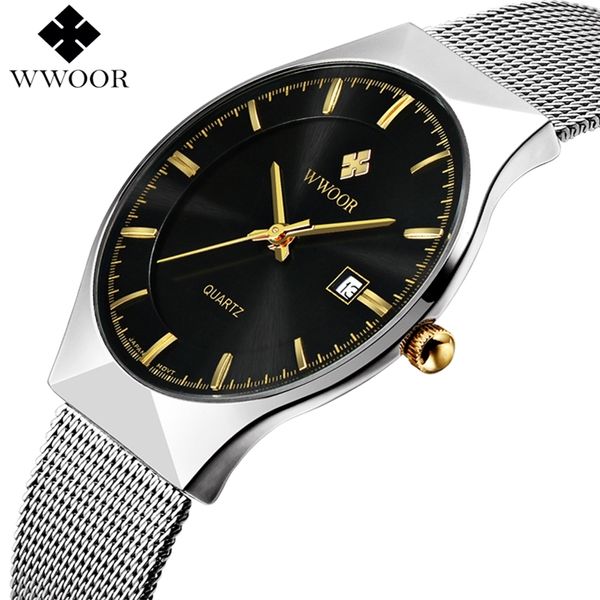 VIP WWOOOR-8016 Ultra Fino Moda Masculino WristWatch Top Marca Luxo Negócios Relógios À Prova D 'Água Resistente a Rastos Relógio 210329