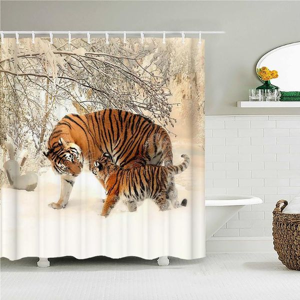 

shower curtains tiger fabric curtain waterproof multi-size animal bath bathroom decor with hooks 300x180