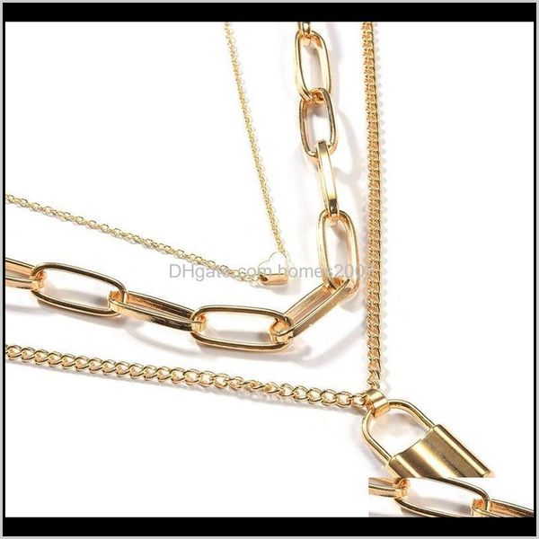 

necklaces & pendants jewelrymultilayer vintage heart lock choker love collar locks colorful pendant long chain necklace women jewelry xmas g, Silver