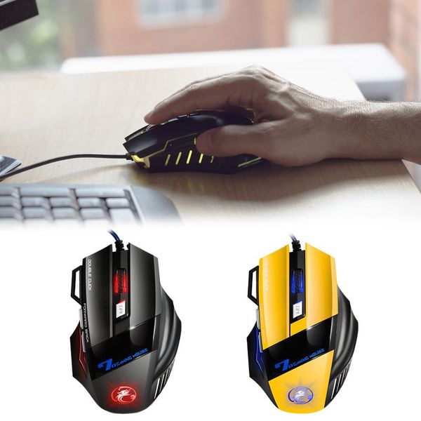 

mice x7 double click 7 buttons usb wired optical computer game mouse respiratory led backlight gaming
