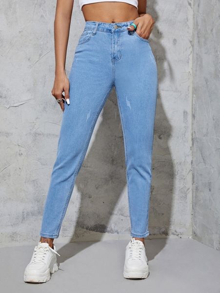 

cat scratch slant pocket washed jeans v1qj#, Blue