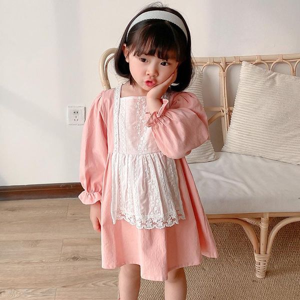 

girl's dresses spring baby girls white lace solid color princess dress, Red;yellow