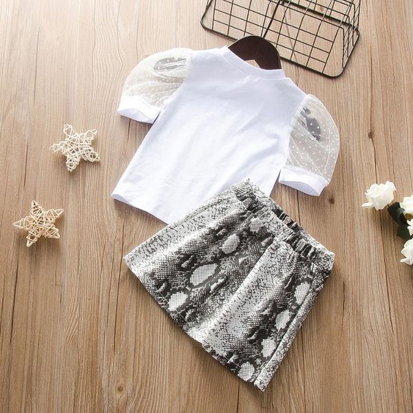 

clothing sets fashion girls short sleeve leopard blouses skirts kids baby set toddler clothes 2-5y, White