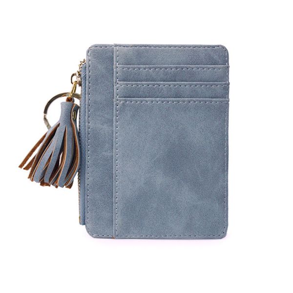 

new style ladies simple compact fashionable wallet tassel pendant girl pu multifunctional small card bag coin purse, Red;black