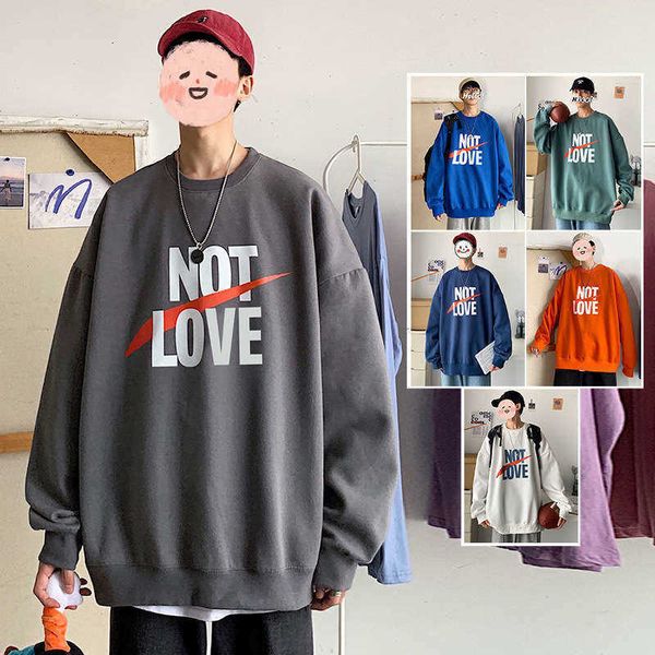 

perth men's crew tracksuits neck sweater loose long sleeve t-shirt autumn winter couple letter printed sportswear large, Gray