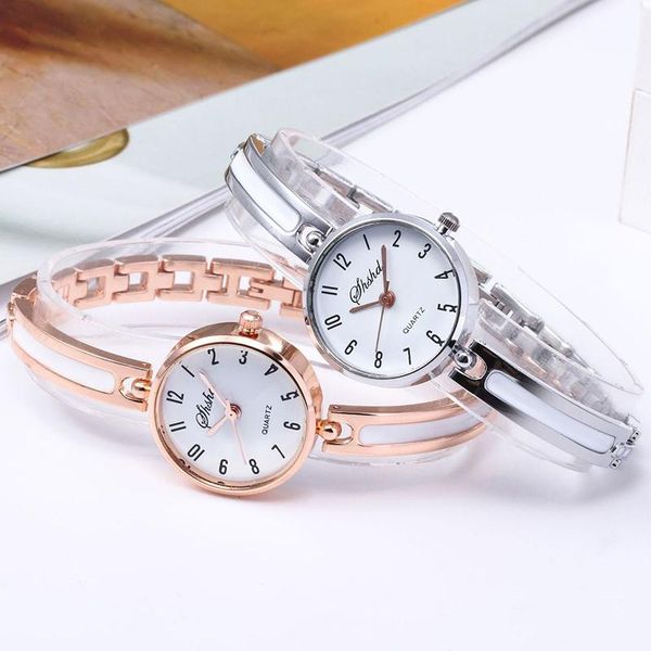 

rose gold watch ladies stainless steel bracelet wrist fashion clock wristwatches, Slivery;brown