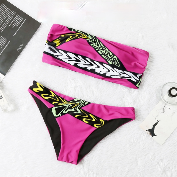 

designer letter swimsuit fashion women's split tube bikini swimsuit ladies 2 piece set, White;black