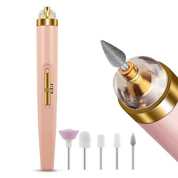 

nail drill & accessories electric mini portable polisher with light 5 in 1 usb rechargeable gel remover household tool