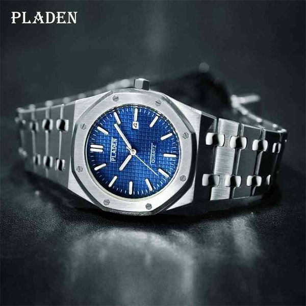 PLADEN Mode Männer Uhren Top Marke Luxus herren Uhr Wasserdicht Stilvolle Business Edelstahl Armbanduhr Drop 210804