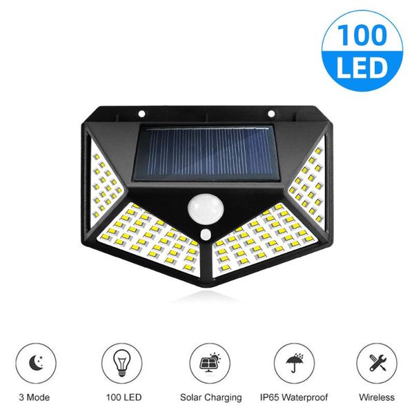 

solar lamps 100 led light outdoor waterproof motion sensor powered garden decoration lantern wall lamp street 3 modes