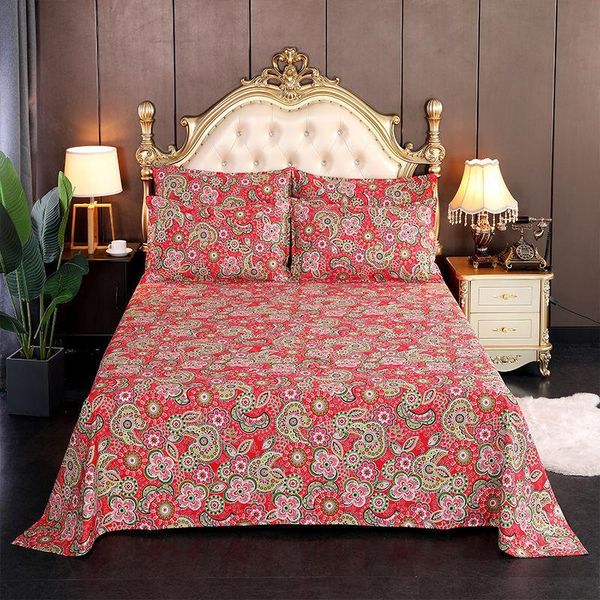 

sheets & sets 100% cotton printing bed sheet thicken soft king queen flat no pilling shrinkage large size cover 235x300cm