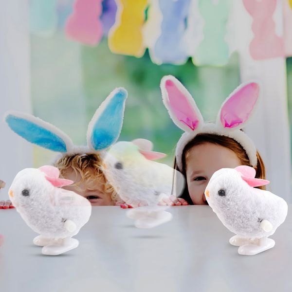 

Pluh Bunny Toys Infant Child Stuffed Rabbit Toys Clockwork Wind Up Easter Gift