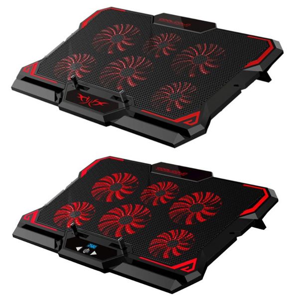 

17inch gaming lapcooler fans cooling pad six fan led screen two usb port 2600rpm notebook stand pads