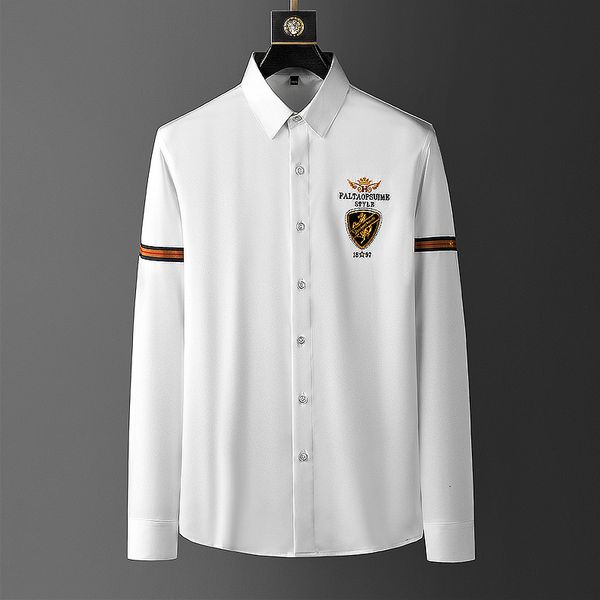 

men's casual shirts new long sleeve in spring streetwear social ropa hombre men dress business formal party dinner rmw0, White;black