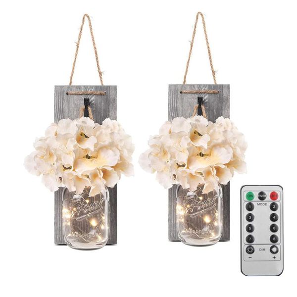 

pcs practical mason bottle wall lamp home jar simulation flower garden decorations lamps for