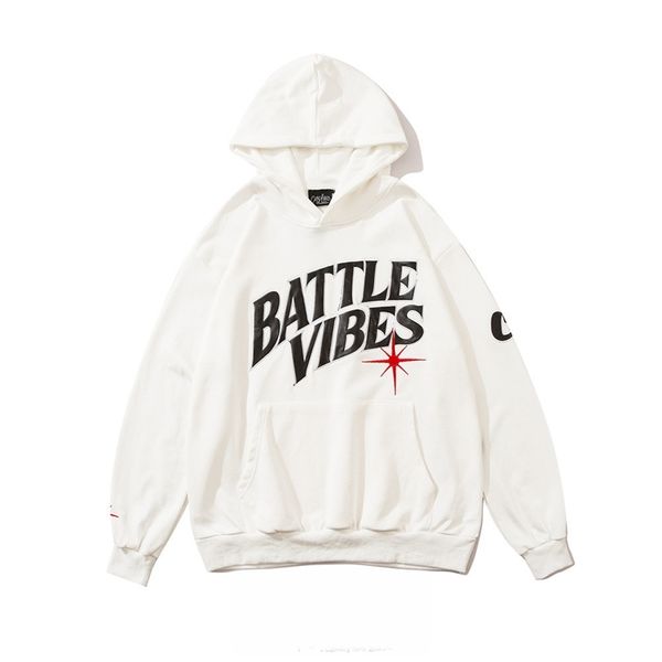 

american fashion brand letter embroidery loose hooded sweater men's street hip hop trend pullover sweatshirt, Black