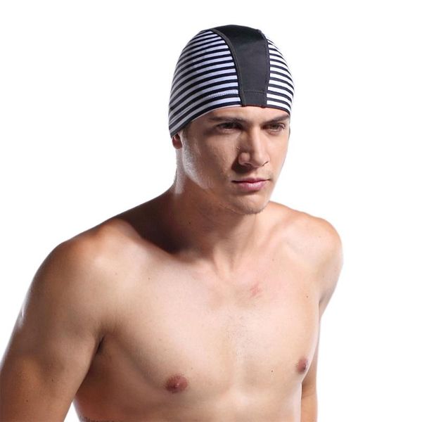 

men's classical striped nylon swimming caps