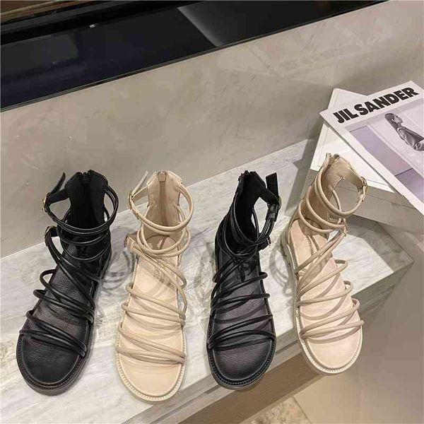

2021 summer new round head rhinestone thick heel with one word roman shoes fashion sandals women, Black