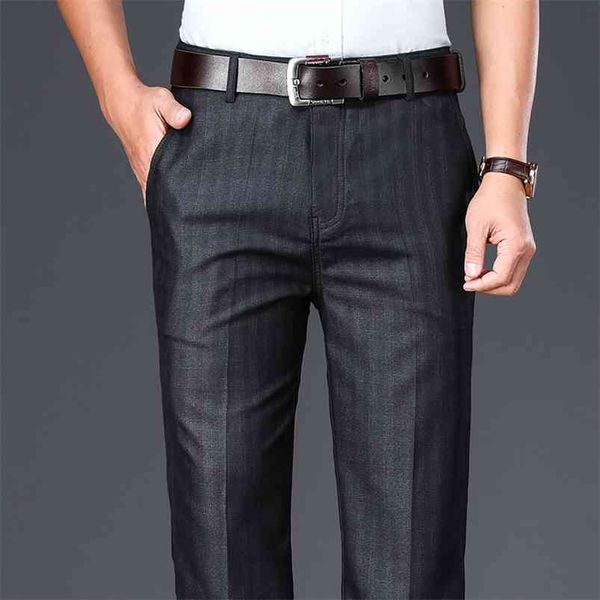 

men's summer thin casual pants classic style business fashion straight stretch trousers male brand clothes 210715, Black