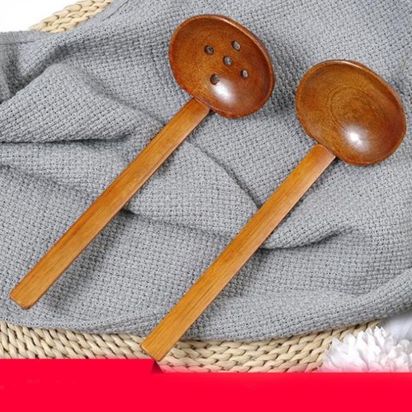 

1pc kitchen long handle spoon wooden dessert rice soup cooking accessories spoons