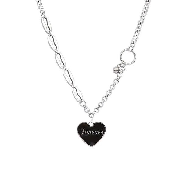 

pendant necklaces ladies letter love necklace hip hop style metal chain titanium steel clavicle, Silver