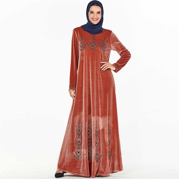 

pink velvet abaya dubai hijab muslim dress kaftan islamic clothing abayas for women turkish dresses caftan kleding, Red