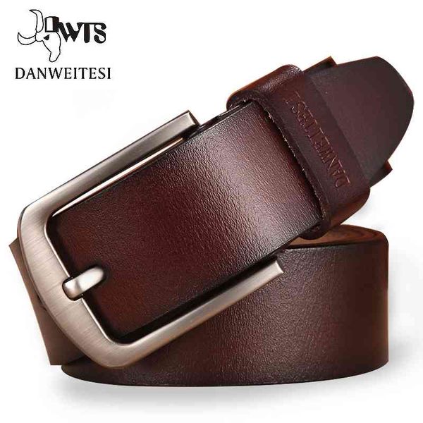 

[dwts]men's belt leather belt men male genuine leather strap luxury pin buckle fancy vintage jeans cintos masculinos 210310, Black;brown