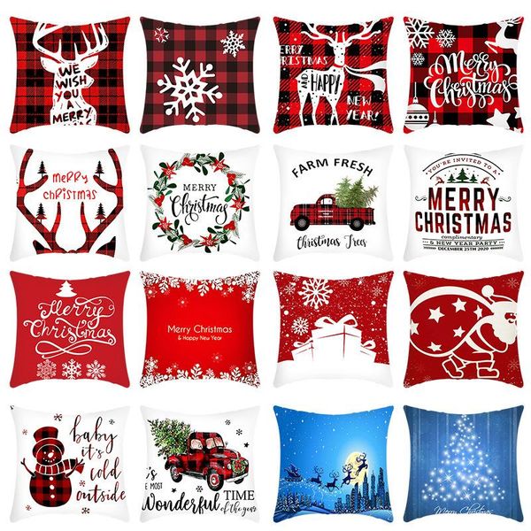 

cushion/decorative pillow sofa christmas home short plush linen holiday printed car case covers decorative decor