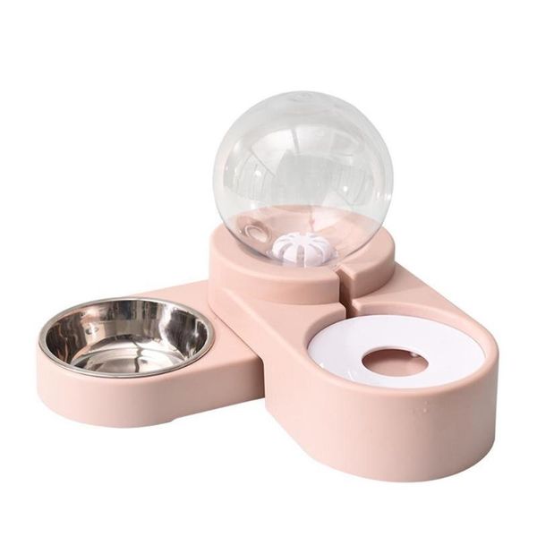 

pet tableware spherical double bowl automatic feeding non-wet mouth for dog and cat bowls & feeders