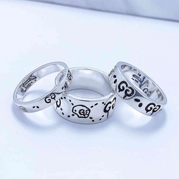 

925 silver elf skull couple's ring double pair rings worn out