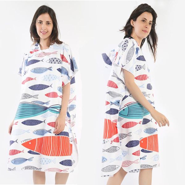 

towel color digital printe graffiti double sided velvet hooded beach changing cloak bathrobe large size loose hoode bath