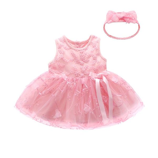 

girl's dresses 2021 baby girl birthday party tutu dress infant lace wedding suit sleeveless summer clothes pink princess 2pieces, Red;yellow