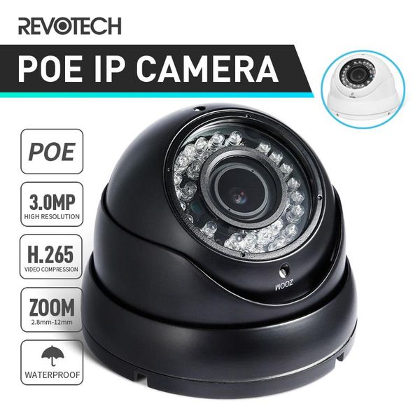 

cameras h.265 poe waterproof 3mp 2.8-12mm zoom ip camera 1296p / 1080p ir led outdoor security system video surveillance cctv hd cam