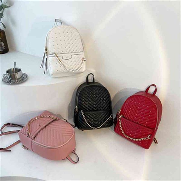 

backpack small ladies fashion rivet bag chain storage travel pu xibc