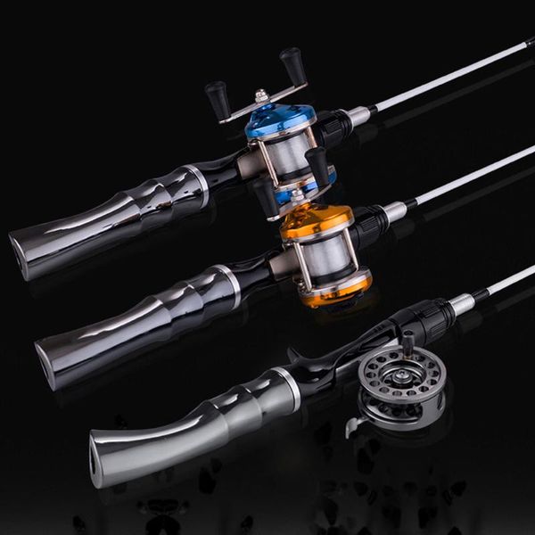 

portable carbon spinning fishing rod reel set 65cm ice pole kit travel freshwater sea boat rods