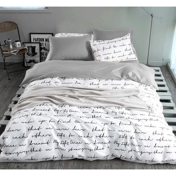 Письмо печатание пододеящие крышки наборы King Activity Bedging Sets ru размер, размер одеяла, одеяло набор комплект спальни постельное белье белье серый 210319