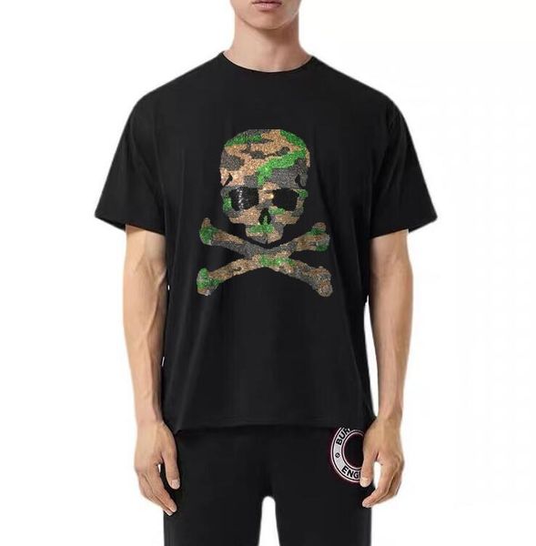 

men's t-shirts tees 2021 summer europe style rhinestone for hip hop streetwear men, White;black