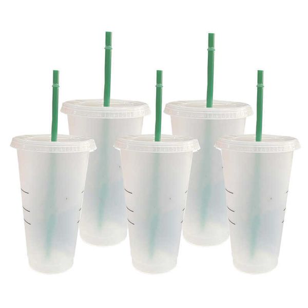

goddess starbucks mermaid 24oz/710ml plastic mugs tumbler reusable clear drinking flat bottom pillar shape lid straw cups bardian 4ib