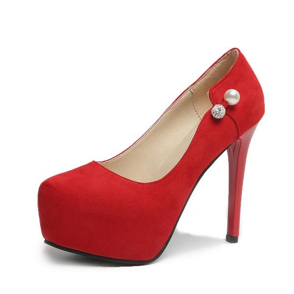 

pumps wedding women fetish shoes concise woman platform very high heel stripper flock 13 cm size 34-40 dress, Black