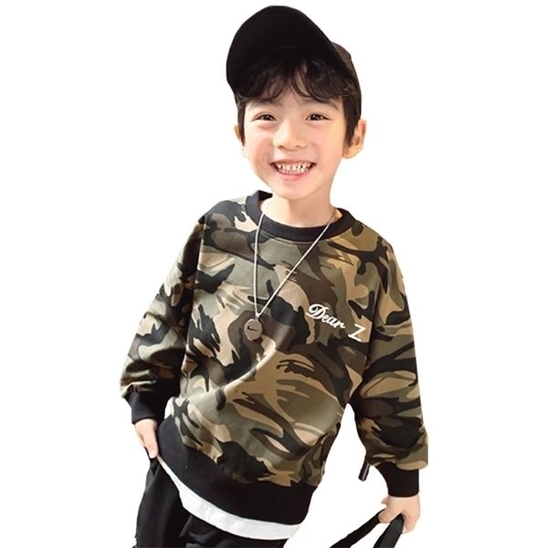 esportes bebê meninos roupas de primavera Outono camisola casaco de camuflagem moda resistente ao desgaste 4-12 anos de alta qualidade old criança vestuário 211110