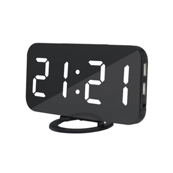 

digital led alarm clock mirror nap display time night 2 usb charging ports home decoration other clocks & accessories