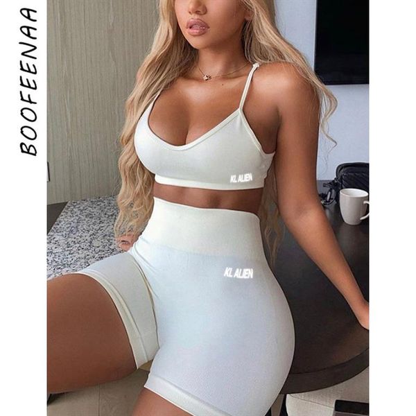 

two piece dress boofeenaa reflective letter bodycon tracksuit summer 2021 outfit women 2 set crop shorts lounge wear c87-ad51, White
