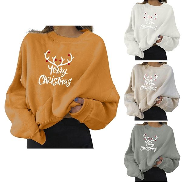 

new style temperament show thin sweater christmas fashion printing versatile long sleeve round neck autumn and winter casual women's, Black