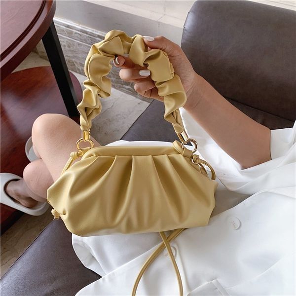 

retro bags for women solid color handle cloud purse leather shoulder bag women crossbody messenger bag female vintage handbag mm