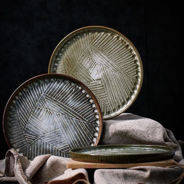 

dishes & plates kinglang household tray dish round large steak vintage handmade breakfast pasta dumplings flat platek plate