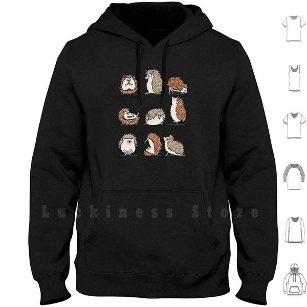 

hedgehog yoga hoodies men's & sweatshirts, Black