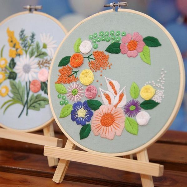 

other arts and crafts diy embroidery flower handwork needlework for beginner stitch kit ribbon painting hoop home decoration a7x7