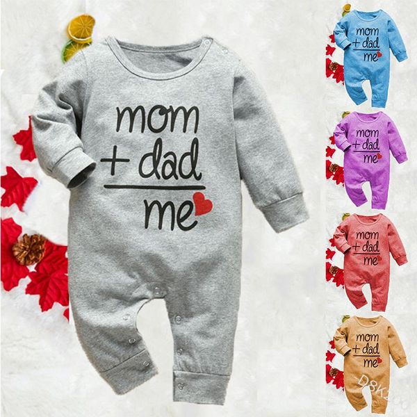 

jumpsuits funny born baby romper infant cotton long sleeve boy letter clothes girl print suit crawling 0-24m, Blue