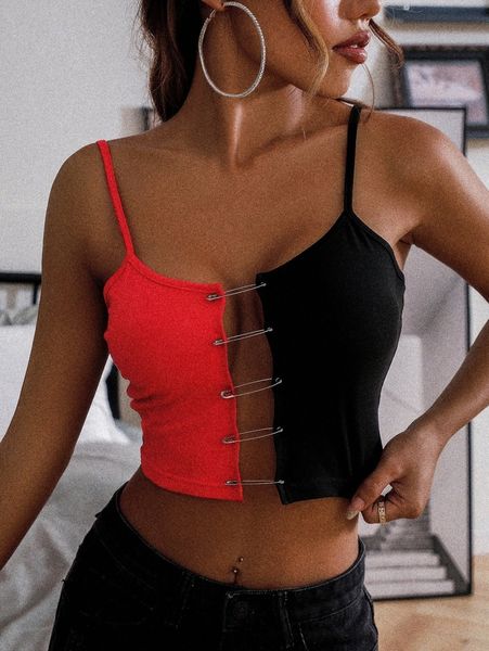 

color block pin detail cami g1o7#, White